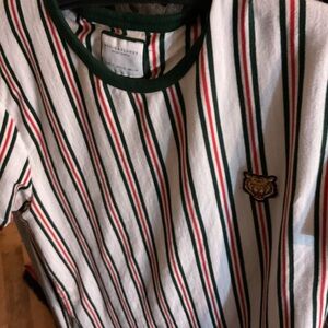 Denim & Flower Striped Shirt in Green and Red Men’s Size XL